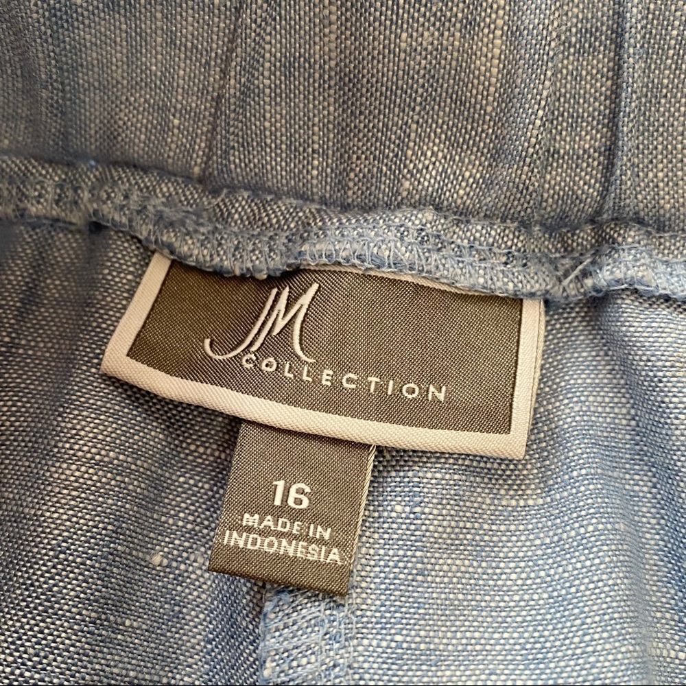JM Collection Blue Wash Intrepid Linen Wide Leg Pants - Picture 6 of 7